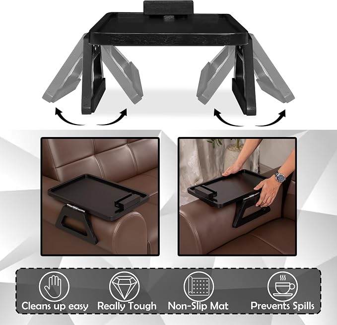 Acacia Wood Arm Table, Couch Arm Tray - Image 4