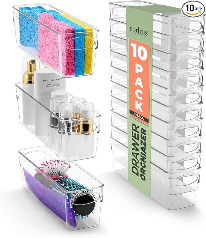 Sorbus Small Clear Plastic Storage Bins by Sorbus