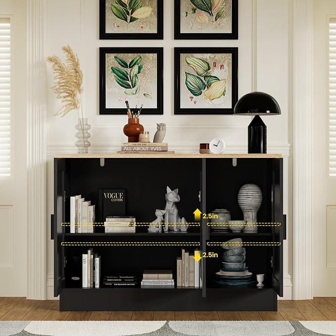 Anystyle 43.3”W Black 3 Door Buffet Cabinet, Coffee Bar - Image 6