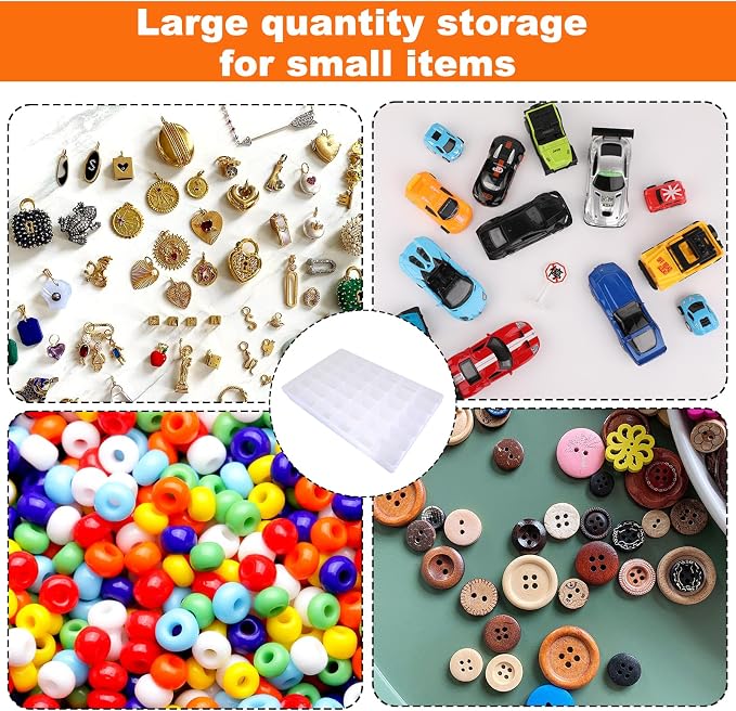 Pony Bead Organizer-2Pack, Adjustable Dividers, Pony Bead Storage, Transparent - Image 7