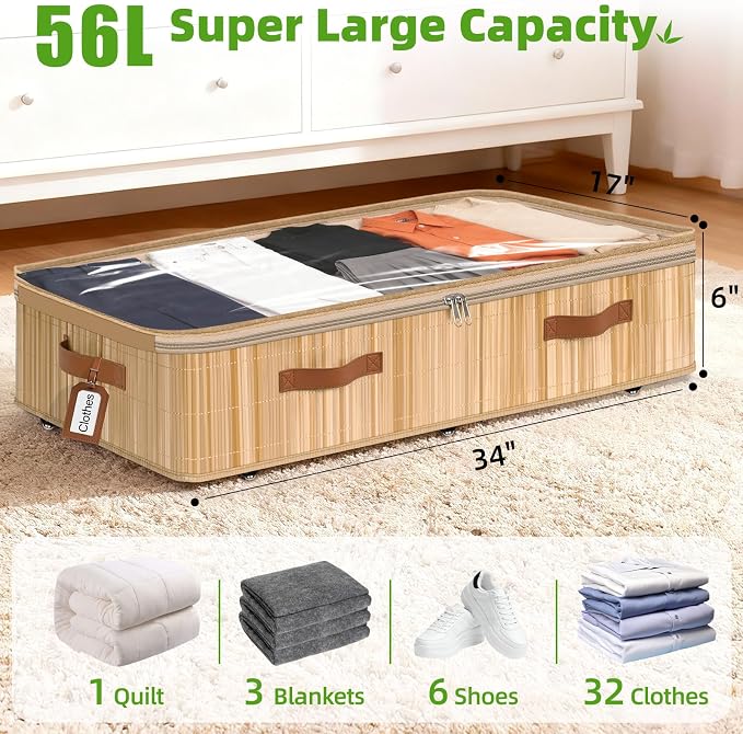 Livole Bamboo Under Bed Storage - Image 4