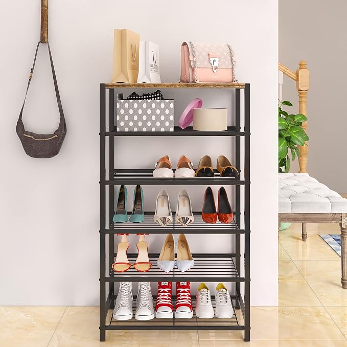 Yusong Shoe Rack Organizer, 6 Tier Industrial Shoe Storage Shelf, Narrow Sturdy - Image 2