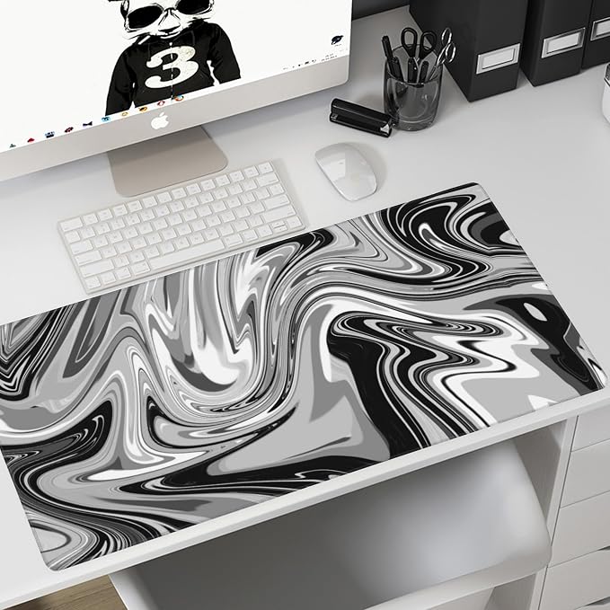 Desk Mat, Fluid Pattern Extended Gaming Mouse Pad, Large Non-Slip Rubber Base - Image 7