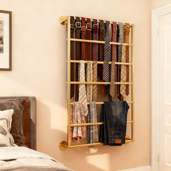 Wall Mounted Display Rack, 7-Layer Wrapping Paper Ribbon Organizer Scarves Tie - Image 2