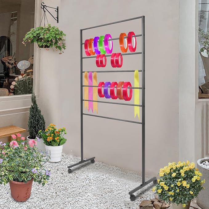 7 Tiers Rolling Display Tie & Scarf Rack Towel Belt Pants Hangers Ribbon - Image 9