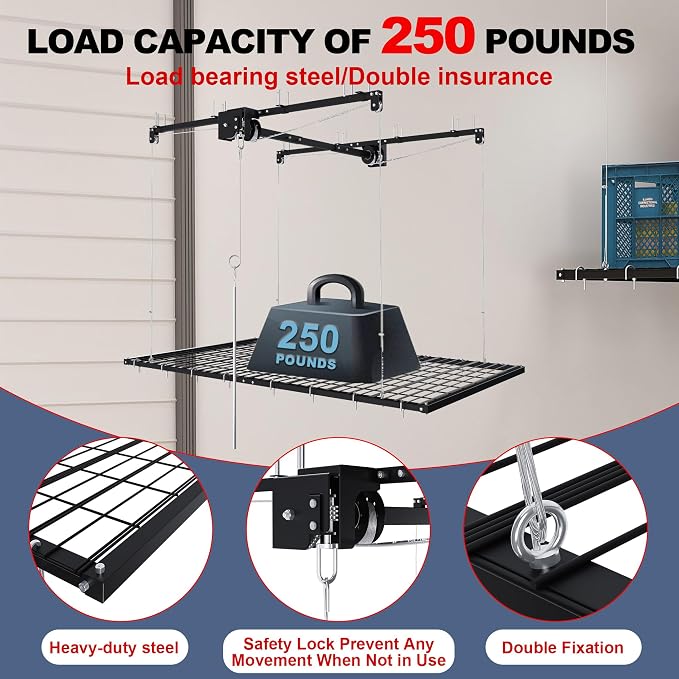 4x8 FT Overhead Garage Storage Rack - Image 3