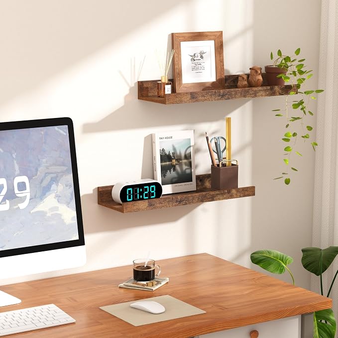 upsimples Floating Shelves for Wall, Wall Shelves for Decor Storage Set of 6 - Image 4