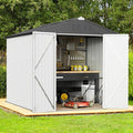Greesum 6x4FT Outdoor Storage Shed, Utility Tool Shed Metal Storage Garden Shed by BuynowfromGreesum