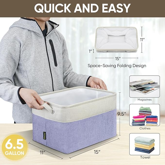 BALEINE 2 Pack Fabric Storage Bins - Image 4