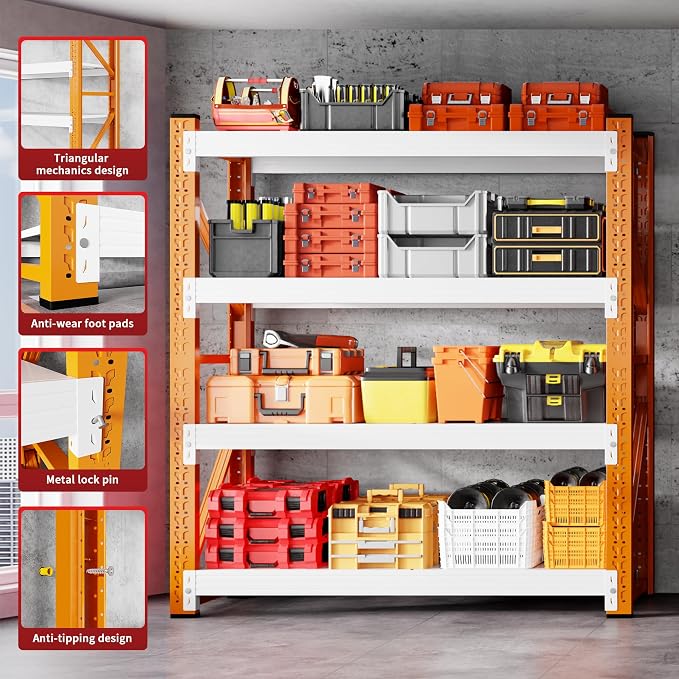 5000LBS Garage Shelving 59" W Garage Shelving Heavy Duty 4-Tier Metal Storage - Image 7