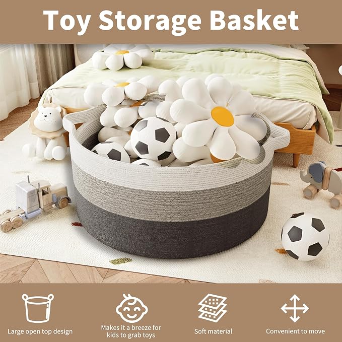 125L Extra Large Blanket Basket, Jumbo Laundry Woven Baskets Decorative Home - Image 4
