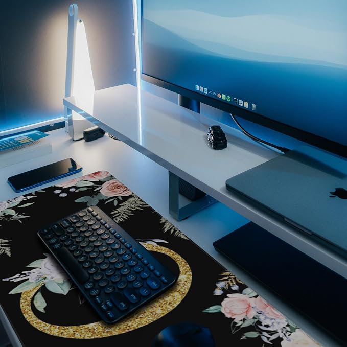 Desk Pad, Flower Golden Letters O Extended Gaming Mouse Pad Large, 35.4"x15.7" - Image 6