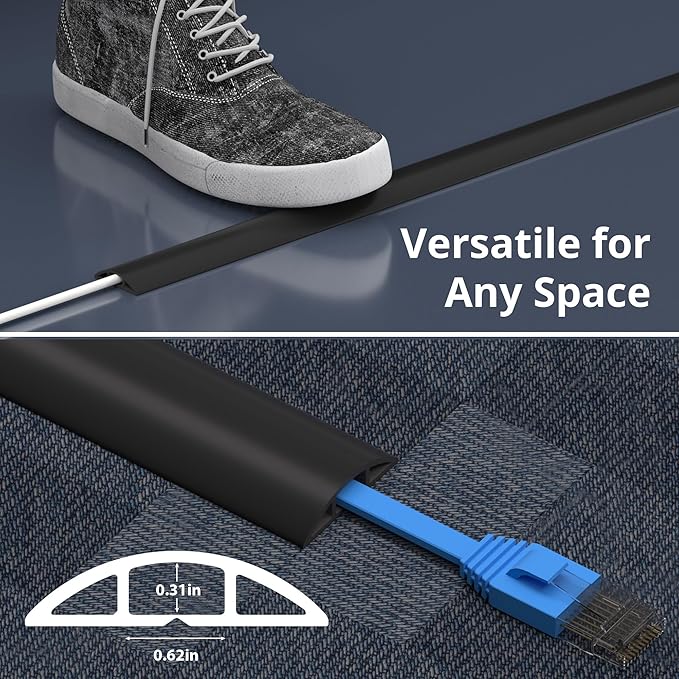 ZhiYo 10ft Cord Covers for Wires on Floor, Cord Hider Floor Hide Extension Cords - Image 5