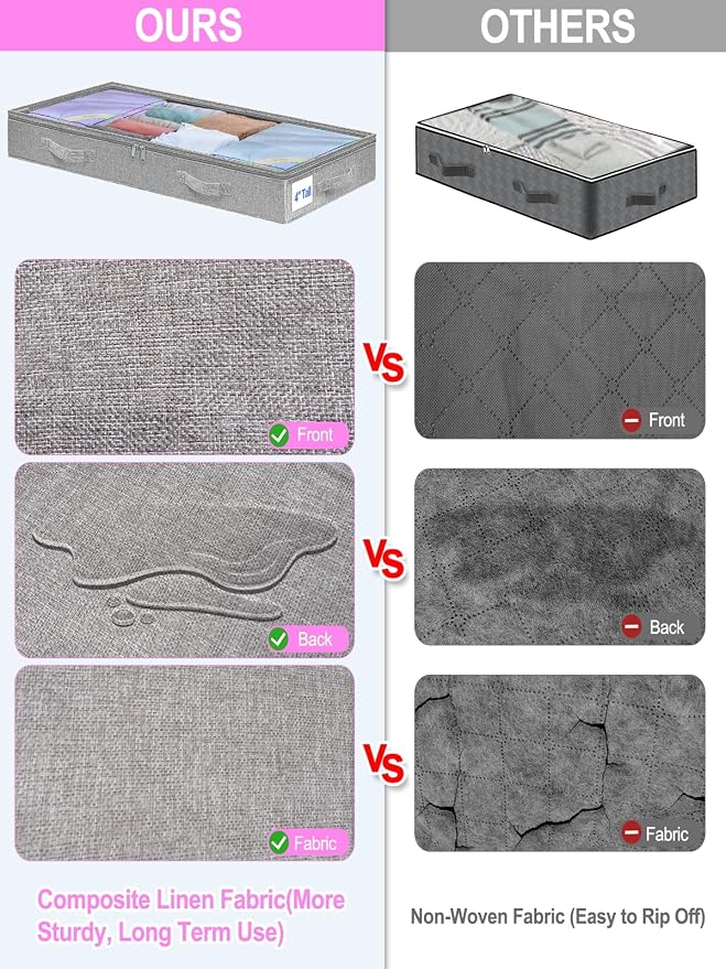punemi Under Bed Storage Containers, Below 4 Inches Tall Low Profile Underbed - Image 4