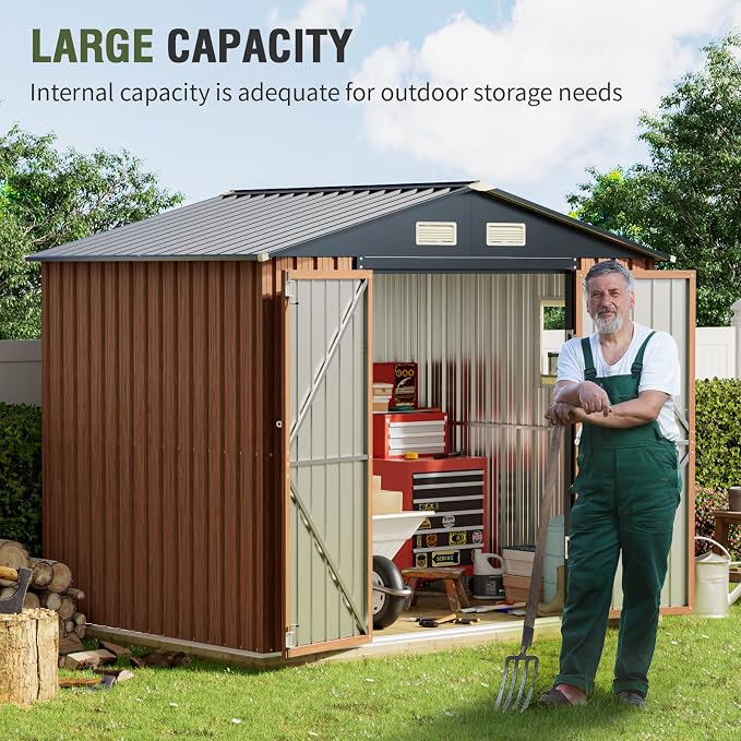 8x6 Ft Outdoor Metal Shed, Storage Garden Shed - Image 3