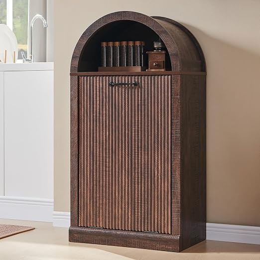 Arched Tilt-Out Trash Can Cabinet, Fluted 10 Gallon Trash Can Cabinet Set of 2 - Image 8