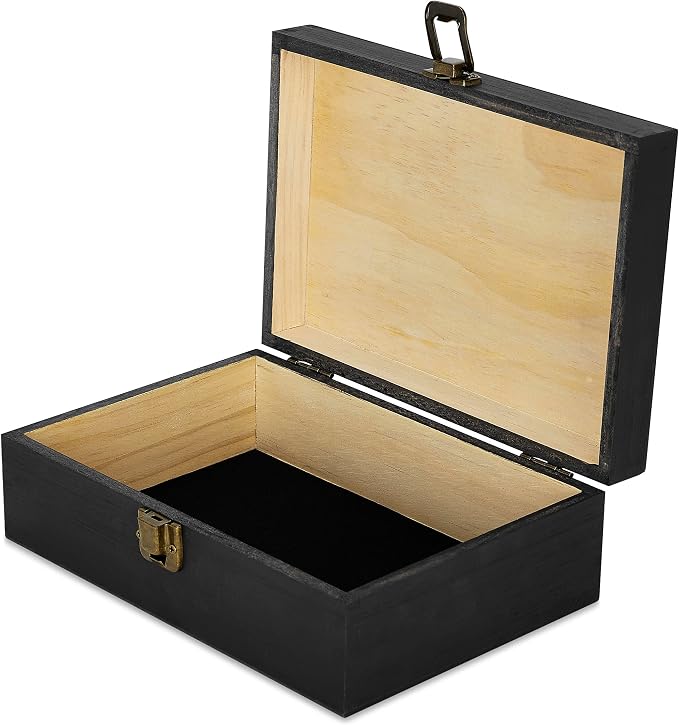 makerflo Medium Black Pine Wood Memory Box - Image 3