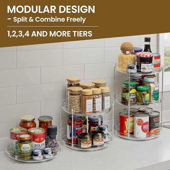 2 Tier Non-Skid Acrylic Lazy Susan Turntable Organizer - Image 3
