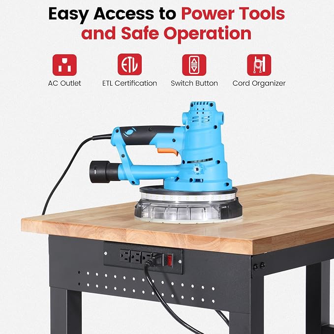 Workbench with Wheels 48 Inch Adjustable Height Work Table with Under Table - Image 6
