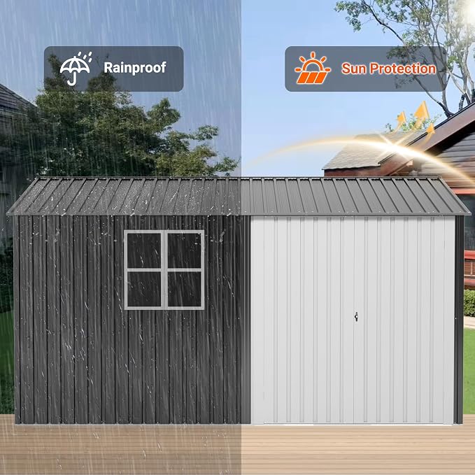 VIWAT 10X12 FT Outdoor Storage Shed, Metal Garden Shed - Image 3