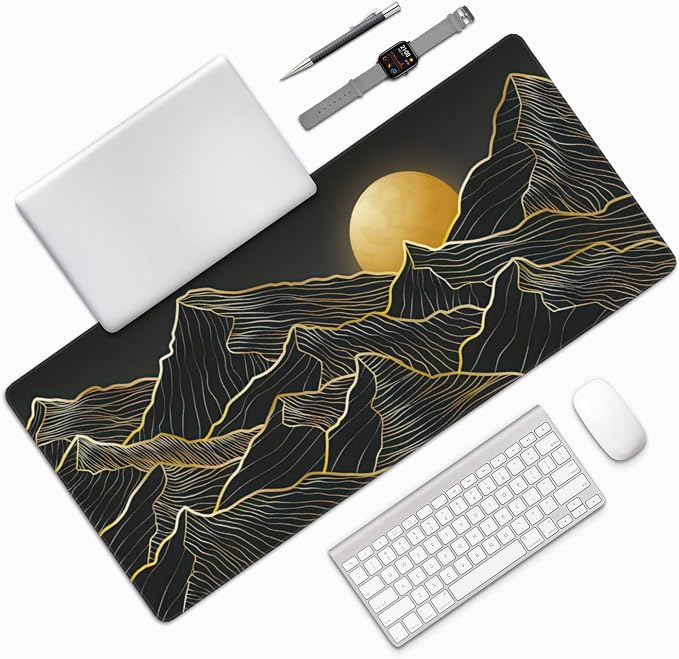 Mountain Line Art Large Mouse Pad, Vintage Aesthetic Gaming Desk Mat, XXL - Image 7