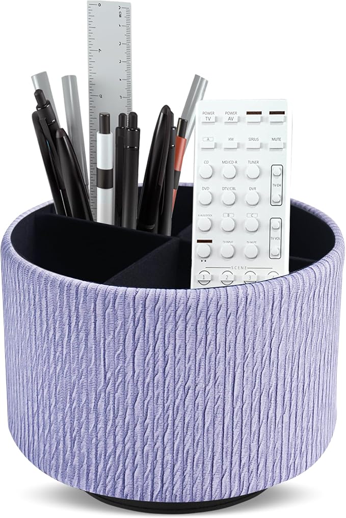 Round Leather Art Supply Organizer, Remote Control Holder, 360 Degree Spinning by Unknown