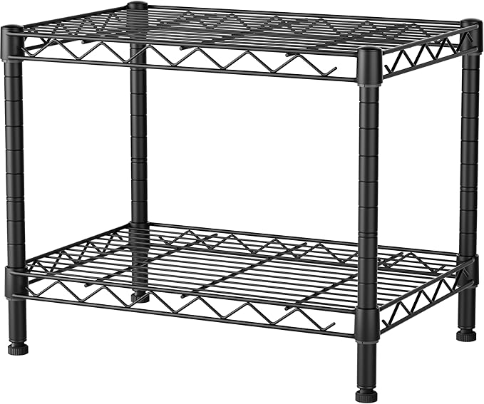 Small 2 Tier Shelves Storage Wire Shelving Unit Metal Shelf Adjustable - Image 9
