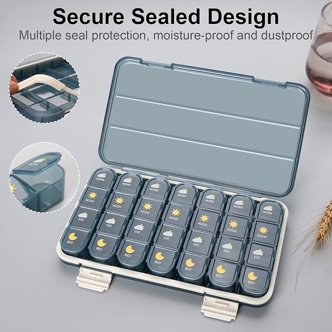 Pill Organizer 4 Times A Day, Pill Box 4 Times A Day 7 Day - Image 5