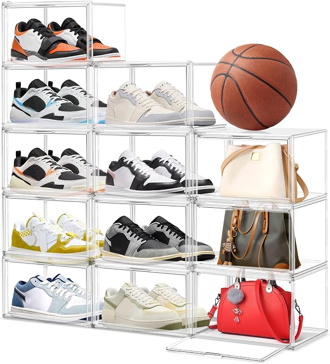 12 Pack Acrylic Shoe Large Storage Box by EDSFAM