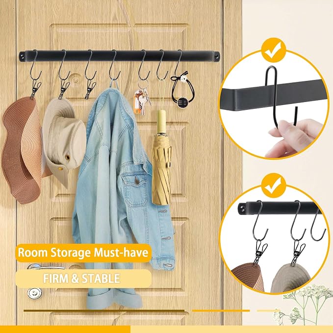 Hat Rack Closet Storage Wall: 12 Adjustable Stainless Steel Clips and 17 Inch - Image 3