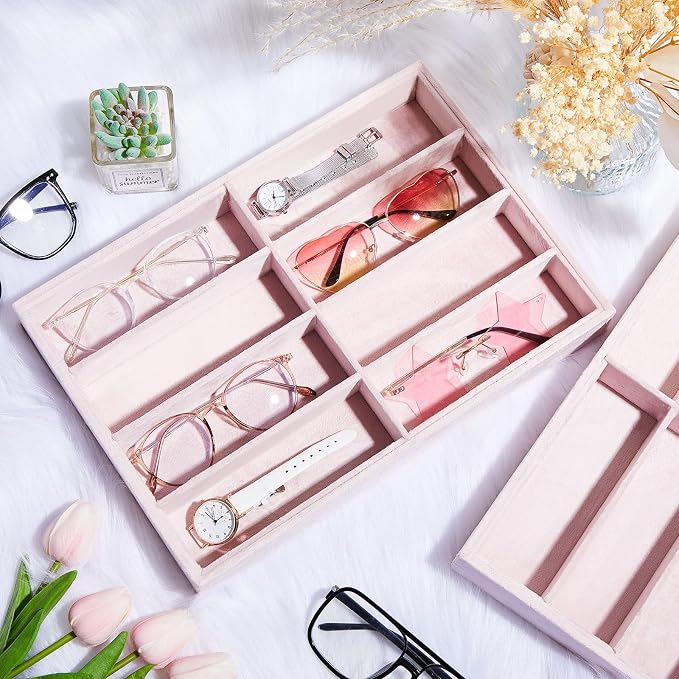 Amylove 2 Pcs Sunglass Organizer Trays Glasses Stackable Jewelry Trays Sunglass - Image 5