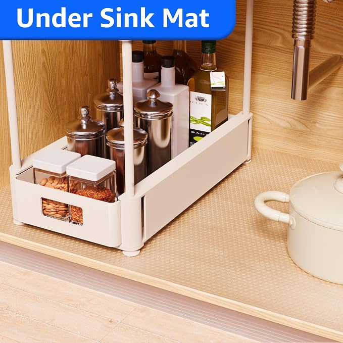 Clear Shelf Liners for Kitchen Cabinets: 19.8" Wide Large Waterproof Under Sink - Image 3