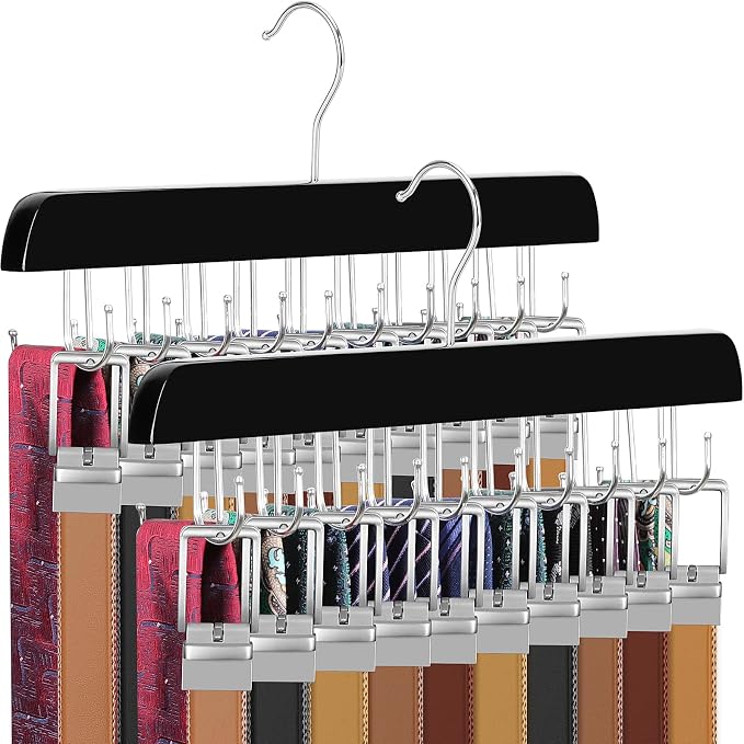 TOPIA HANGER 40 Hooks Belt Tie Hanger Space Saving by TOPIAHANGER