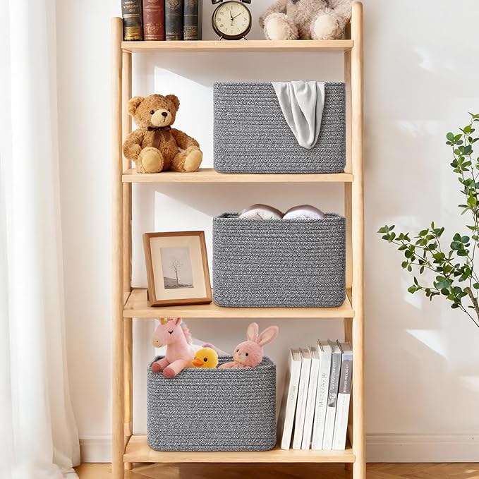 Storage Baskets for Organizing, 4 Pack Storage Baskets for Shelves, Woven - Image 2