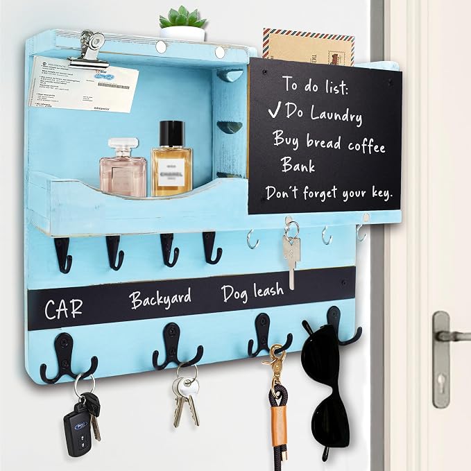 Key Holder for Wall Mount, Farmhouse Mail and Key Holder for Wall Hanger by HEKOOLA