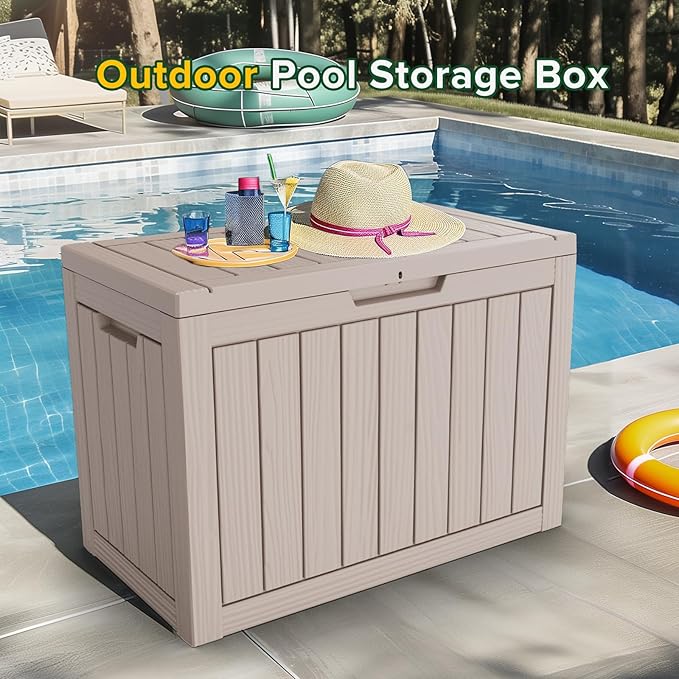 45 Gallon Resin Deck Box, Waterproof Outdoor Storage Box - Image 2