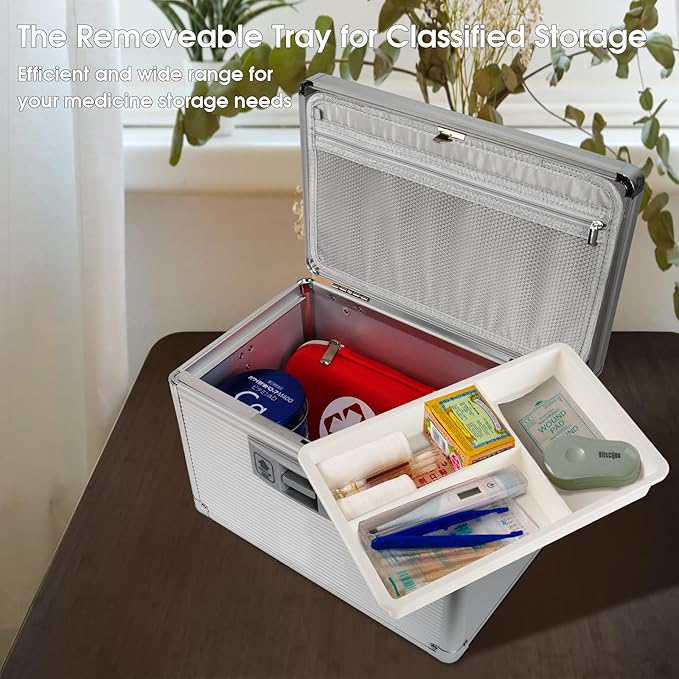 Medicine Lock Box with Key, Alluminum Alloy Box - Image 3