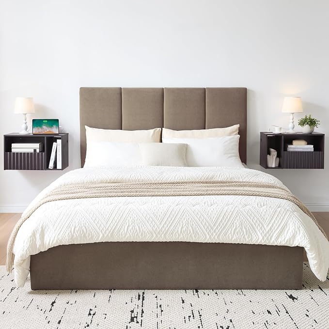 Modern Espresso Fluted Floating Nightstand - Image 7