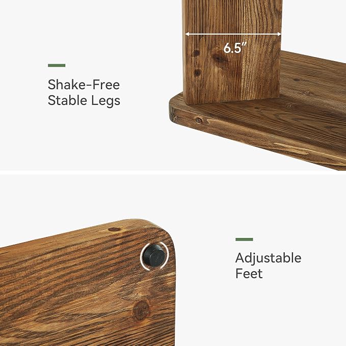 Solid Wood C-Shaped End Table, Farmhouse Wooden Side Table - Image 7