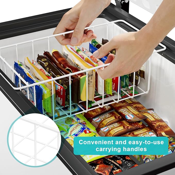 17.5'' Chest Freezer Organizer Basket, Sturdy Metal Wire Pantry Freezer Baskets - Image 3