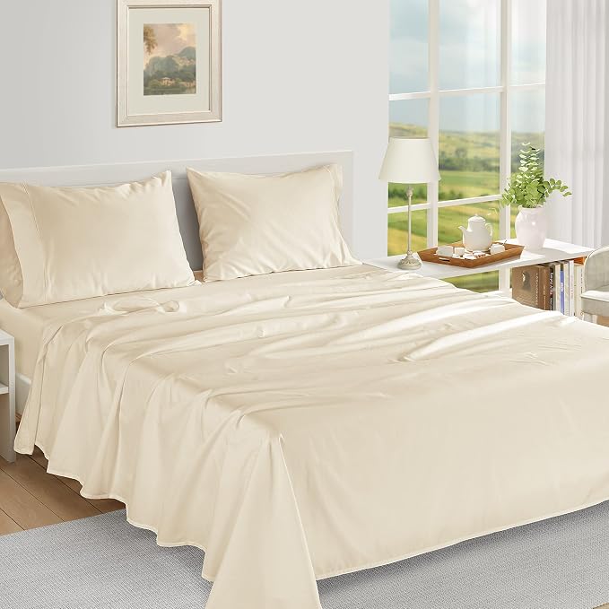 LANE LINEN Queen Ivory Pillow Cases Set of 2 100% Egyptian Cotton 1000 Thread - Image 4
