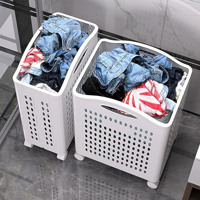 Rolling Laundry Hamper with Wheels - 14W×7.5D×21H Ventilated Plastic Laundry - Image 7
