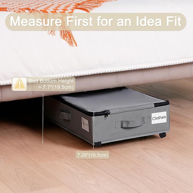 Under Bed Storage with Wheels, 2 Pack Under Bed Storage Containers with Label - Image 7