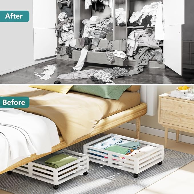 Wisuce Bamboo Under Bed Storage Containers- Underbed Organizer - Image 7