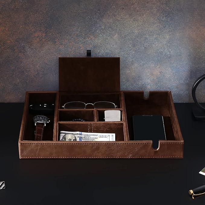 BEWISHOME Valet Tray for Men Dresser Organizer Nightstand Organizer Desktop - Image 2