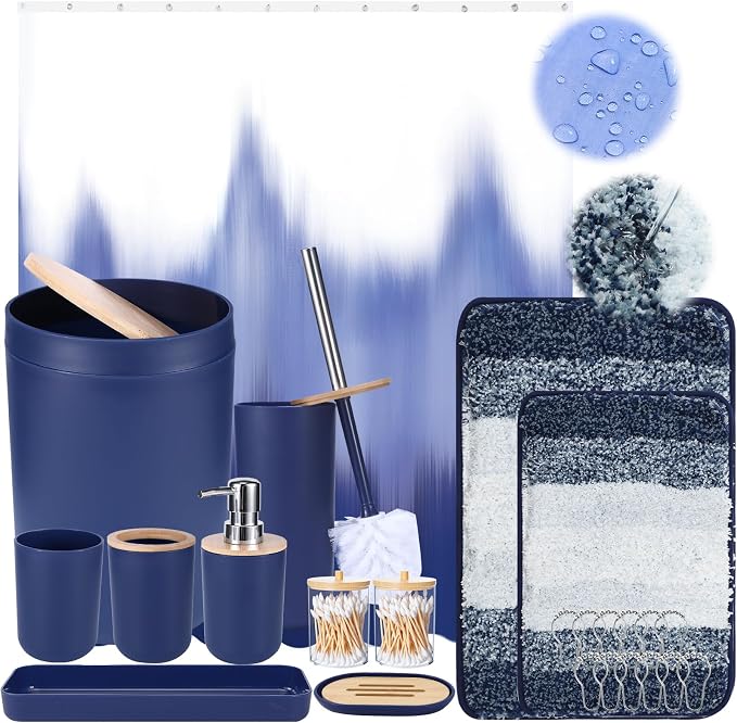 iMucci Bathroom Accessories Navy Blue Bathroom Sets by DancingaColorfulLifeinSpiritualWorld