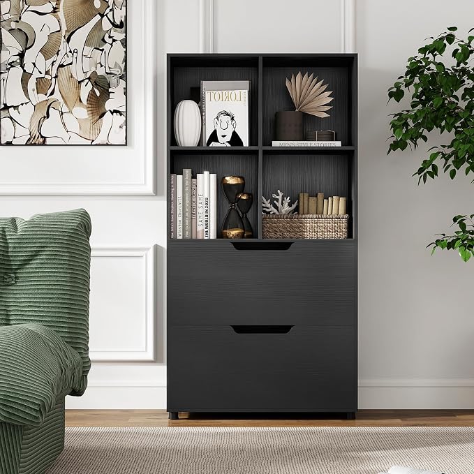 GOFLAME 4-Tier Bookcase with 2 Drawers, 51” Tall Bookshelf with 4-Cube Open - Image 8