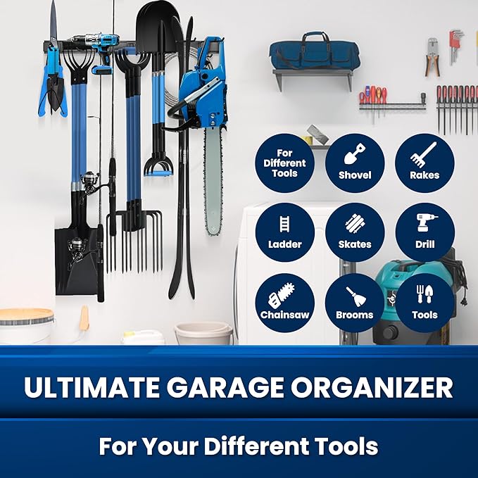 96'' All-Metal Garage Tool Organizer Wall Mount – Heavy-Duty Tool Rack Holds - Image 4