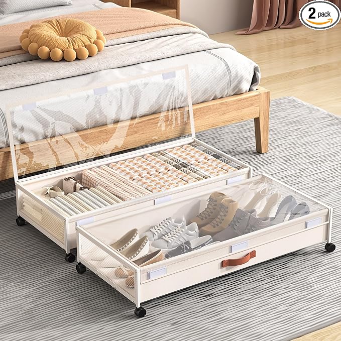 Under Bed Storage with Wheels, XXXL Larger Under Bed Storage Containers with by Unknown