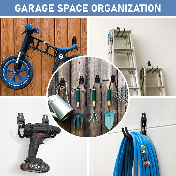 Garage Hooks with Anti-Slip Coating, Heavy Duty Wall Mount Storage Hooks - Image 3